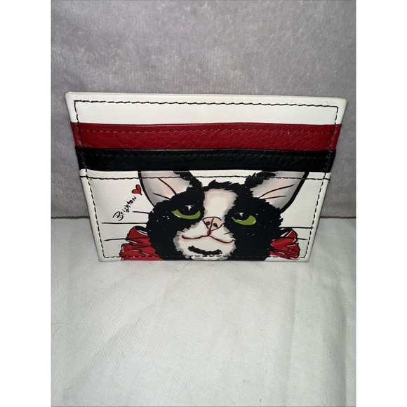 Brighton Card Wallet With Black & White Kitty Cat Kitten Cardholder NEW - Picture 4 of 6